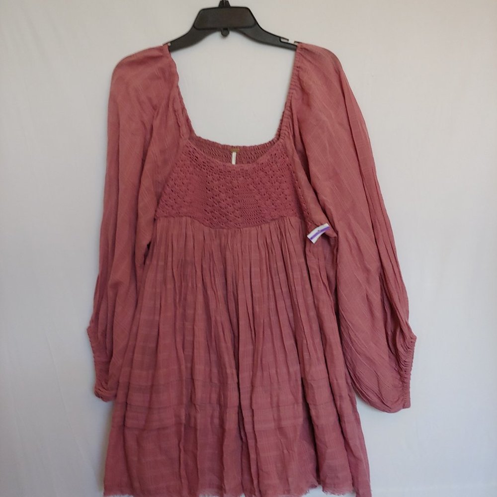 Free People dusty rose peasant dress size small Pettitte NWT
